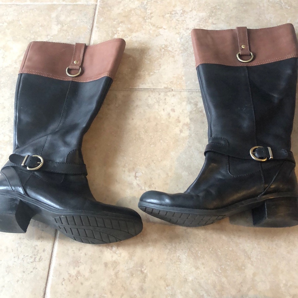 Bandolino black and brown leather boots size 6.5